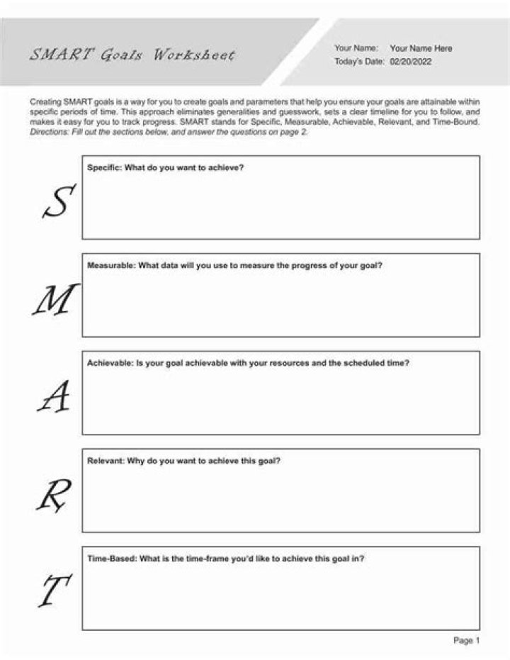 Smart Recovery Goals Worksheet PDF for Lasting Wellness