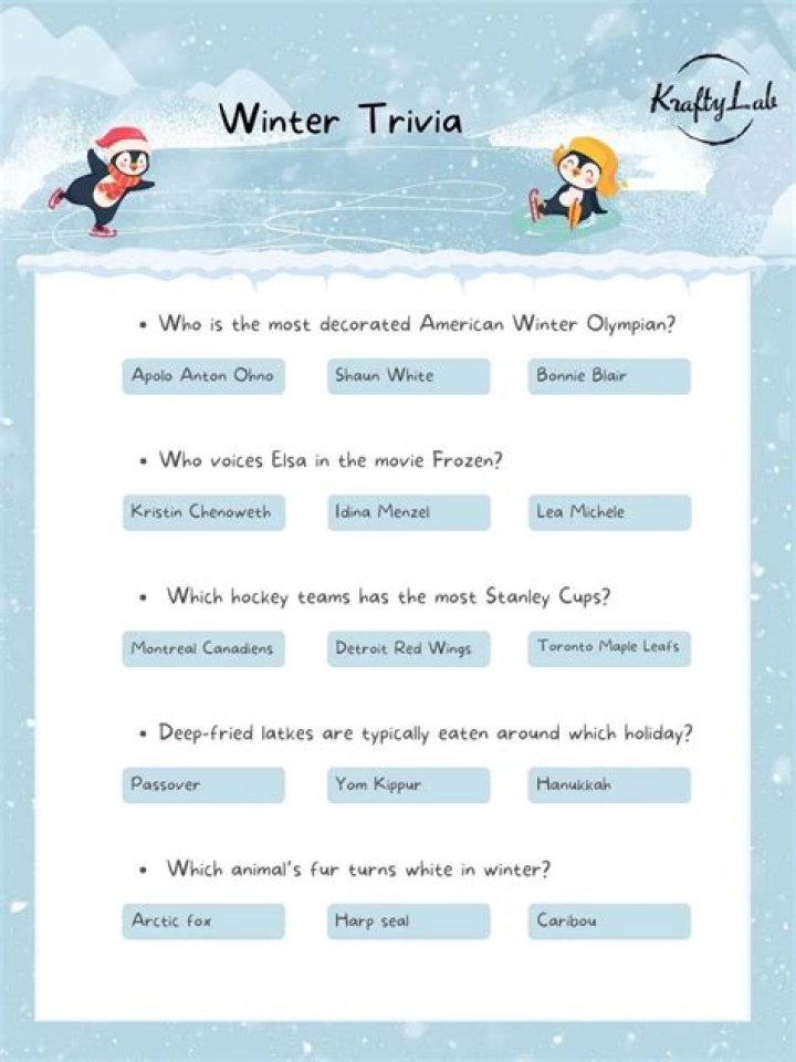 Printable Snow Trivia Questions and Answers PDF – Fun Winter Facts for Kids and Adults