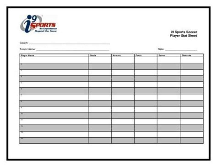Download Free Soccer Stat Sheet PDF for Player Analysis