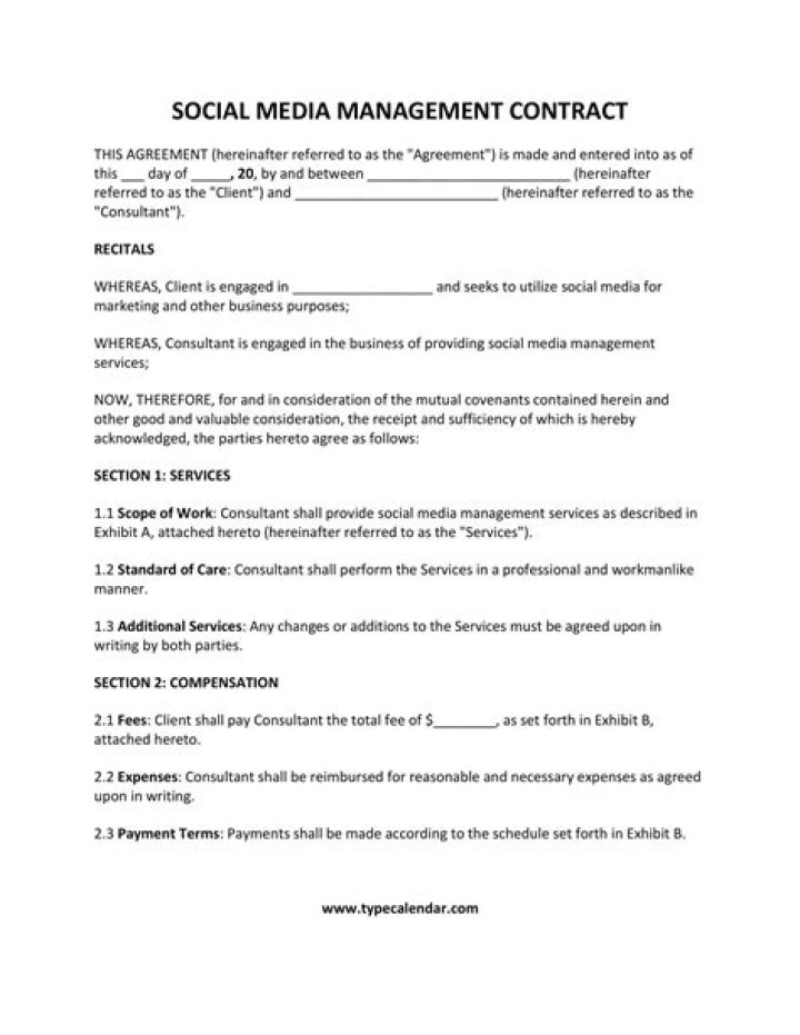 Social Media Manager Contract PDF: Sample Agreement for Hiring