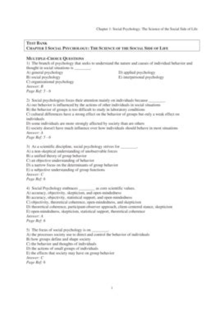 Social Psychology Test Bank PDF: Essential Assessment Tools for Students