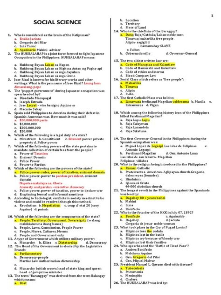 Social Science Quiz Questions and Answers PDF – Free Download