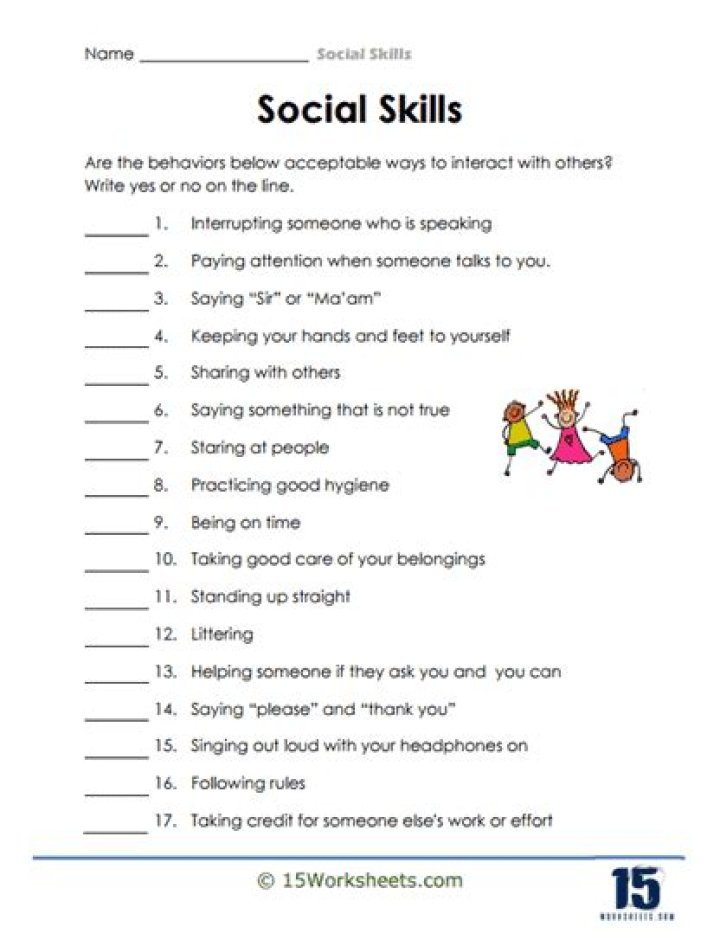 Social Skills Worksheets for Elementary Students PDF – Free Printable