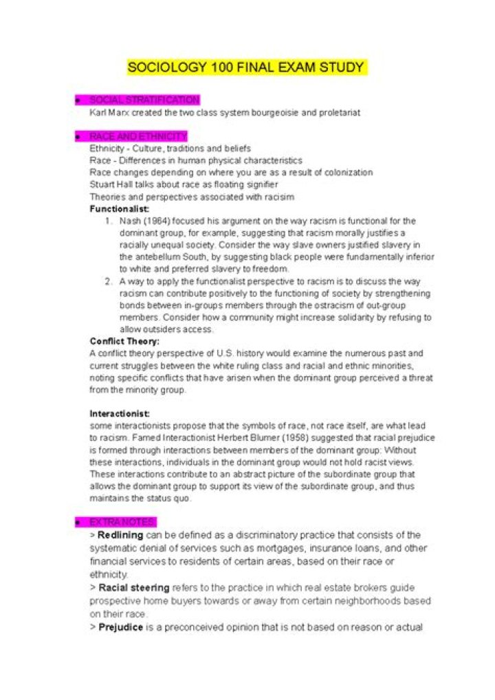 Sociology 100 Final Exam Questions PDF – Study & Practice
