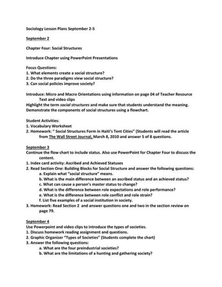 Free Sociology Lesson Plans PDF for Teachers & Students