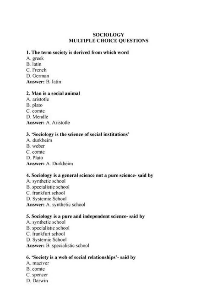 Sociology Multiple Choice Questions & Answers PDF: Master Key Concepts