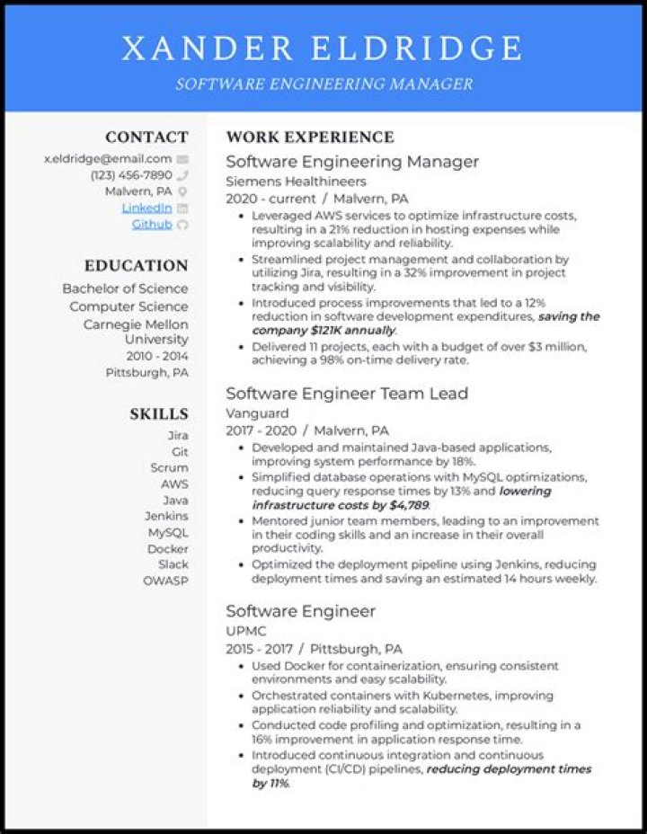 Software Engineering Manager Resume PDF for Hiring Success