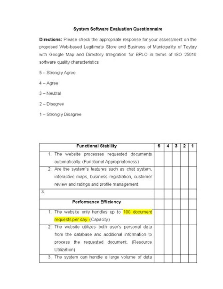 Software Evaluation Survey Sample Questions PDF for Better Feedback