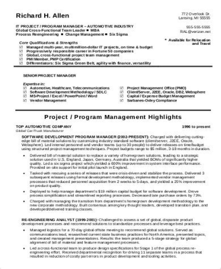 Software Project Manager Resume PDF Template for Job Success