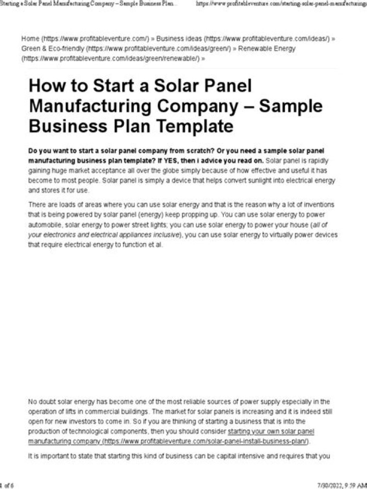Solar Panel Business Plan PDF: Step-by-Step Guide to Launching a Profitable Solar Energy Venture