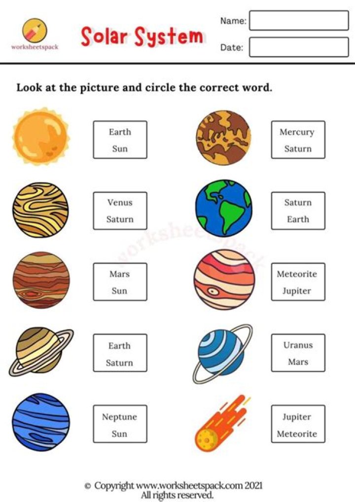 Solar System Worksheets for Kindergarten PDF – Fun Learning Activities