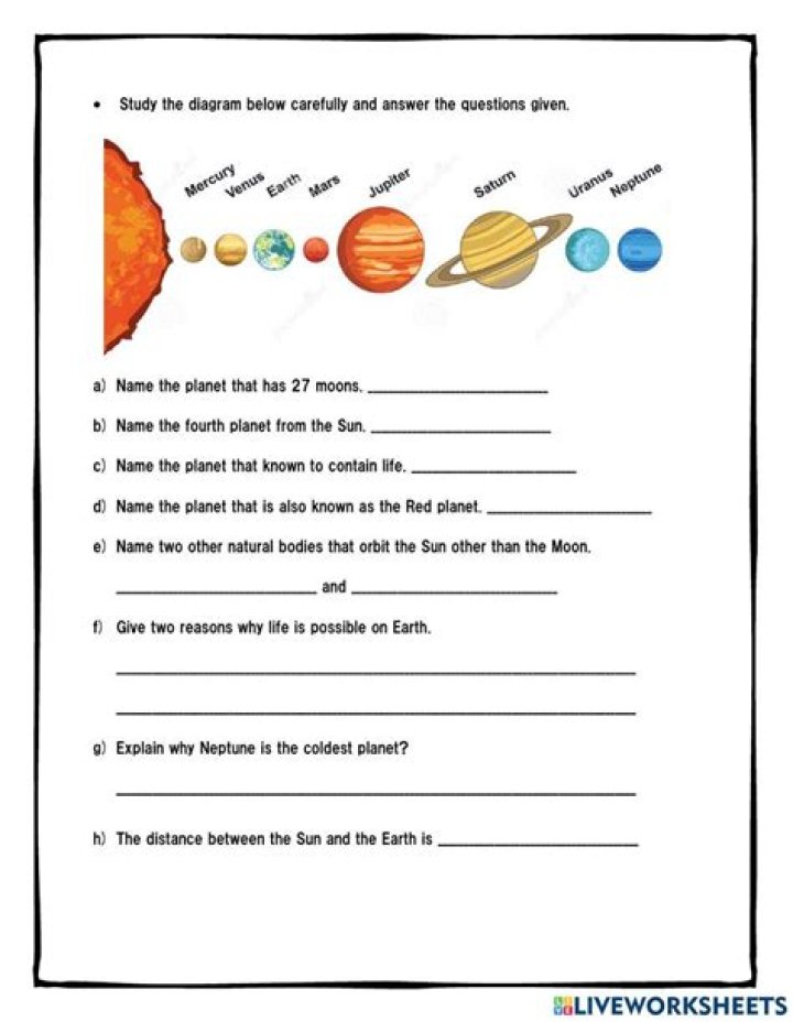 Solar System Worksheets for Middle School – Free PDF Printables