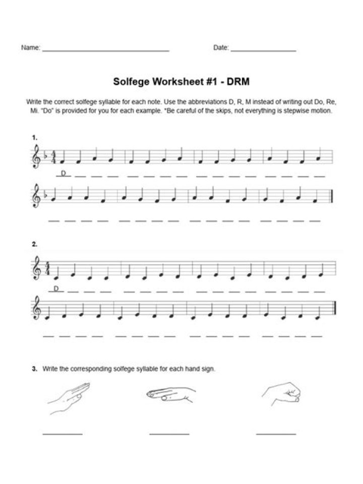 Free Solfege Worksheet PDF for Music Students