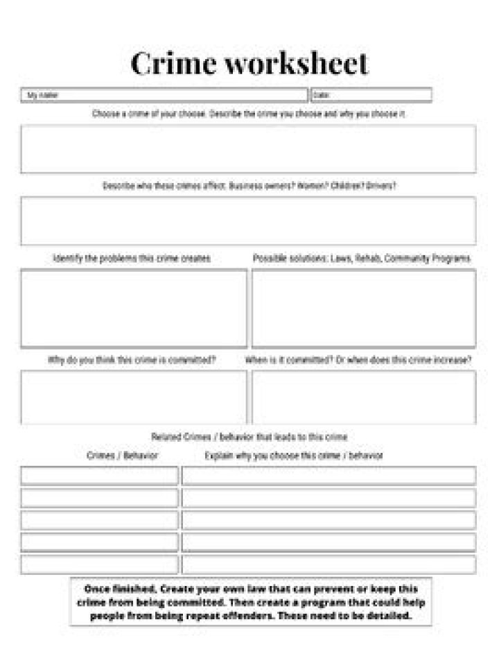 Free PDF Solve the Crime Worksheets for Students
