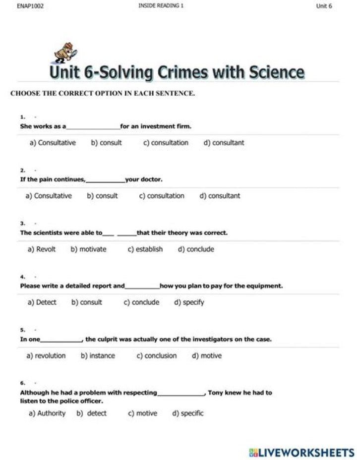 Solve the Crime Worksheets PDF – Free Printable Detective Activities