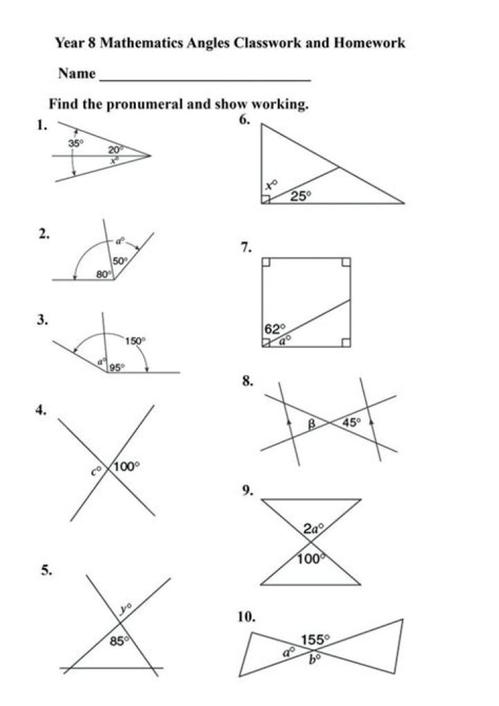 Solve Unknown Angles Worksheet PDF – Instant Download