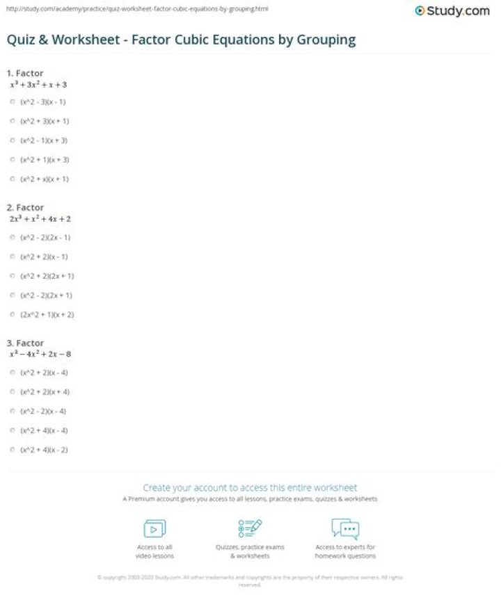 Solve Simple Cubic Equations: Practice Worksheet PDF