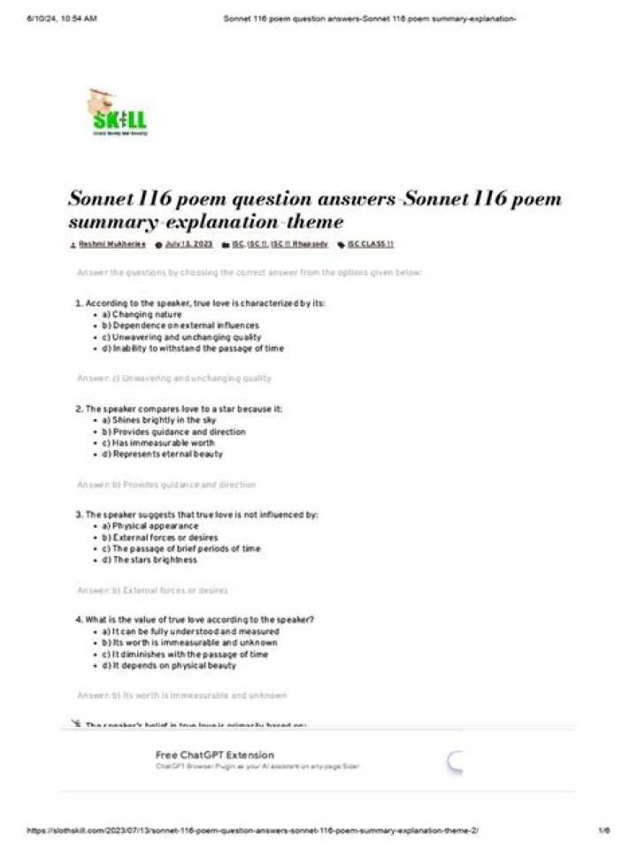 Sonnet 116: Questions & Answers PDF – Mastering True Love