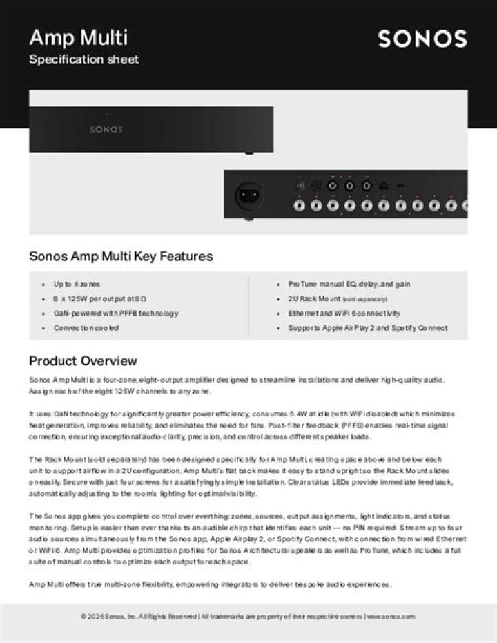 Sonos Port Spec Sheet PDF: Complete Technical Details & Specifications