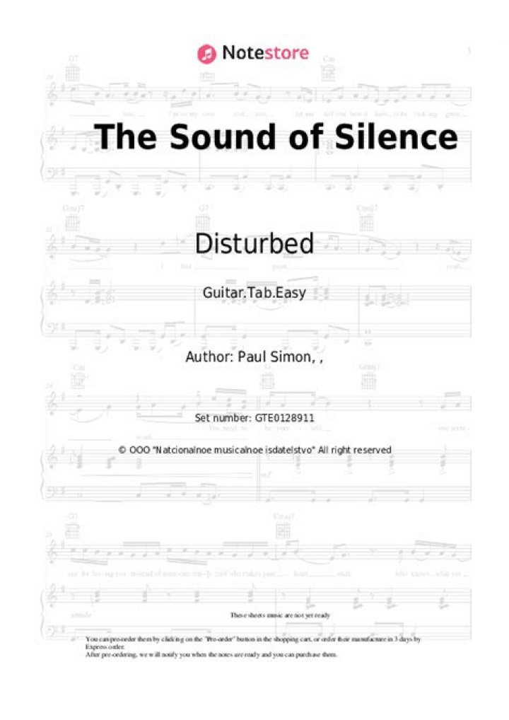 Sound of Silence Disturbed Sheet Music PDF – Download Free