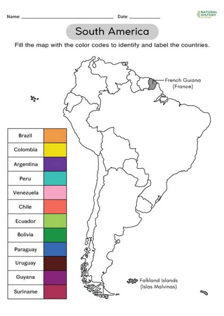 South America Geography Worksheets PDF for Students