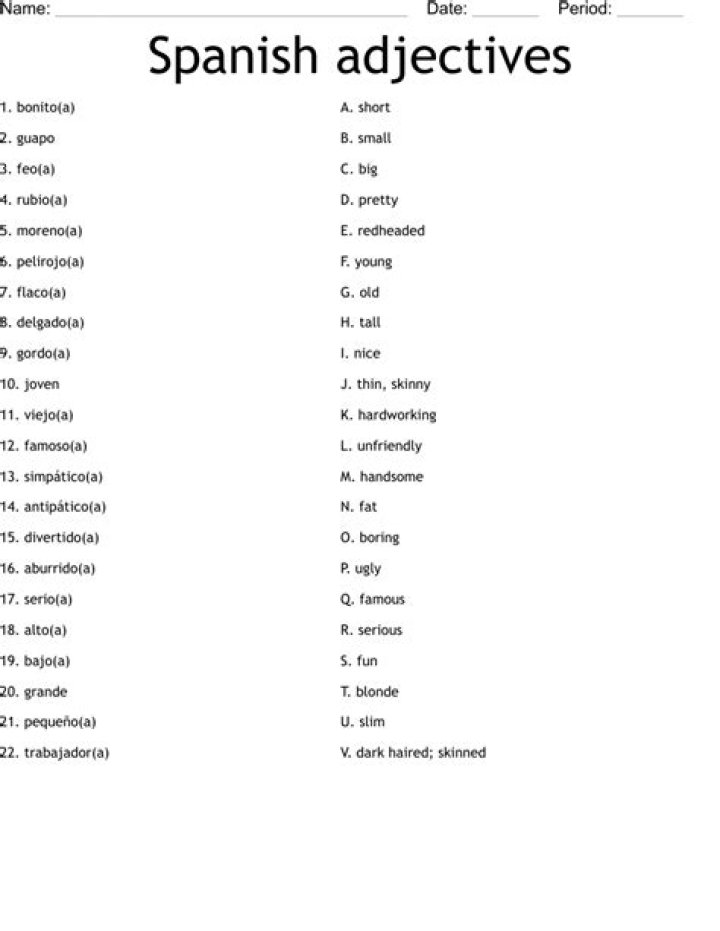 Free Spanish Adjectives List PDF – Download Complete Resource