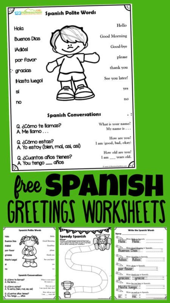 Free Spanish Greetings Worksheet PDF – Instant Download