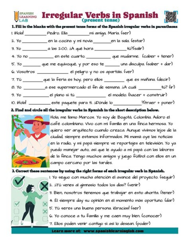 Spanish Irregular Verbs Worksheet PDF – Perfect for ESL Students