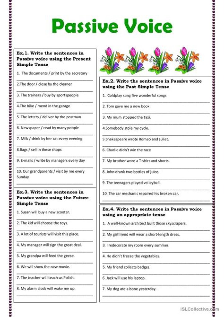 Spanish Passive Voice Worksheet PDF for Practice