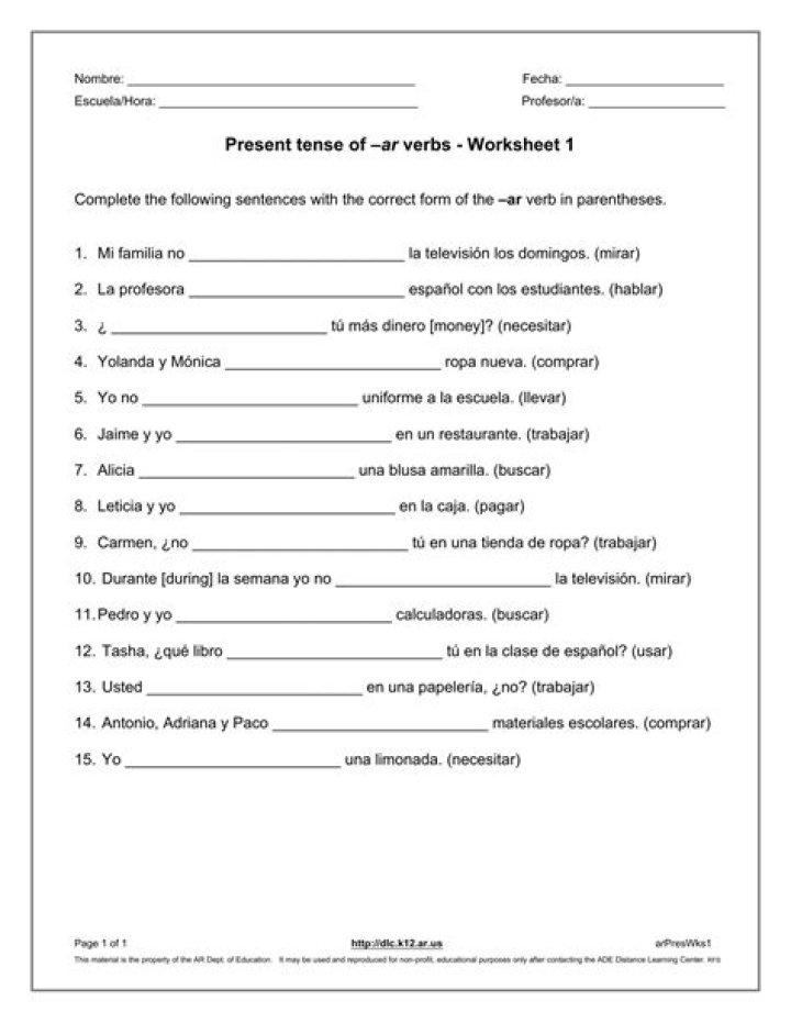 Spanish Present Subjunctive Worksheet PDF Practice & Exercises