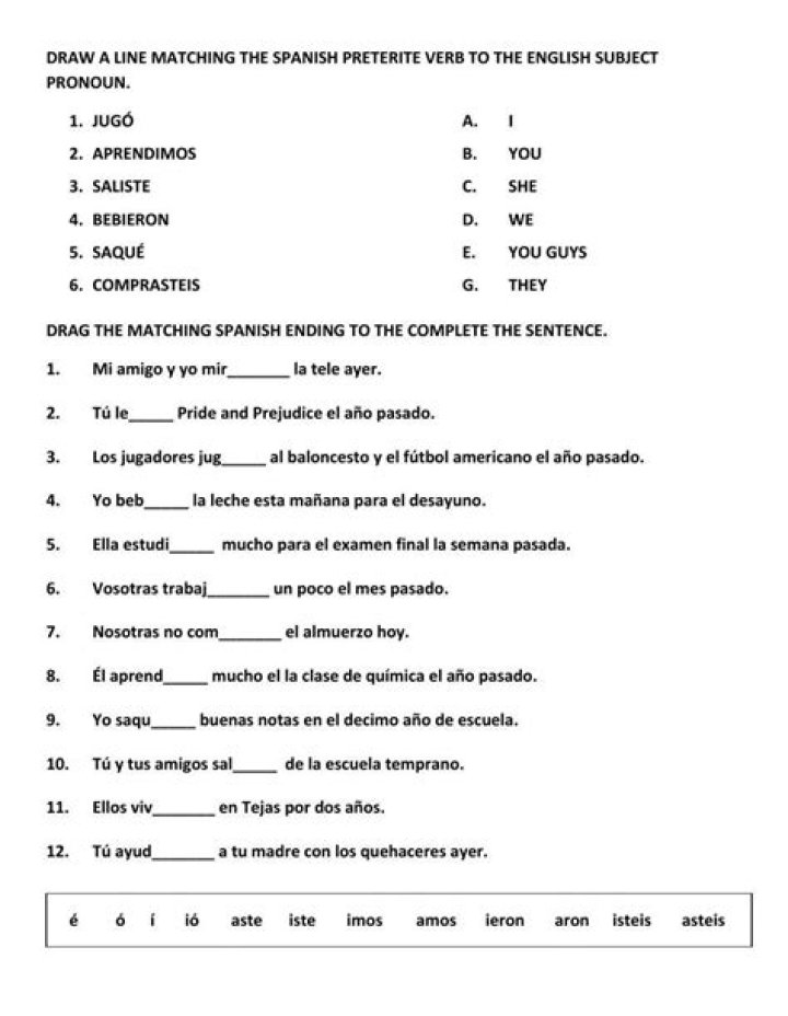 Spanish Preterite Worksheet PDF – Free Practice & Answers
