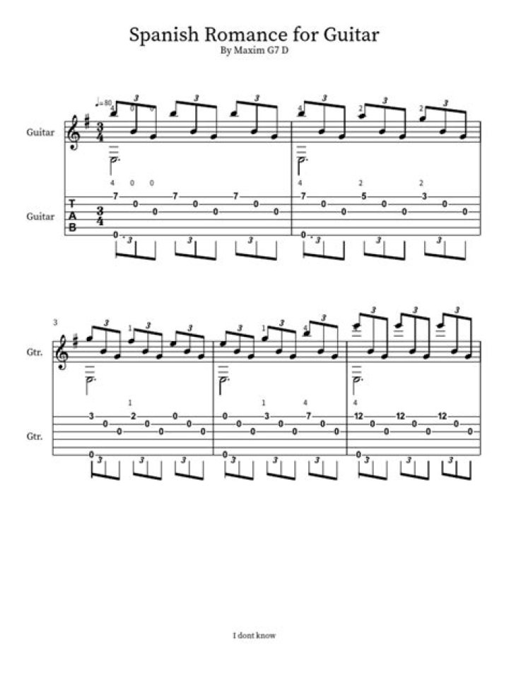 Spanish Romance Guitar Sheet Music PDF Download