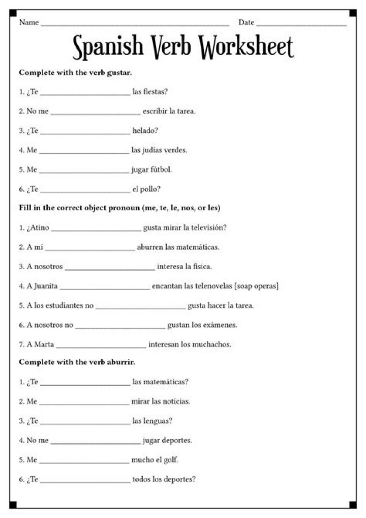 Spanish Verbs Worksheets PDF for Mastery & Practice