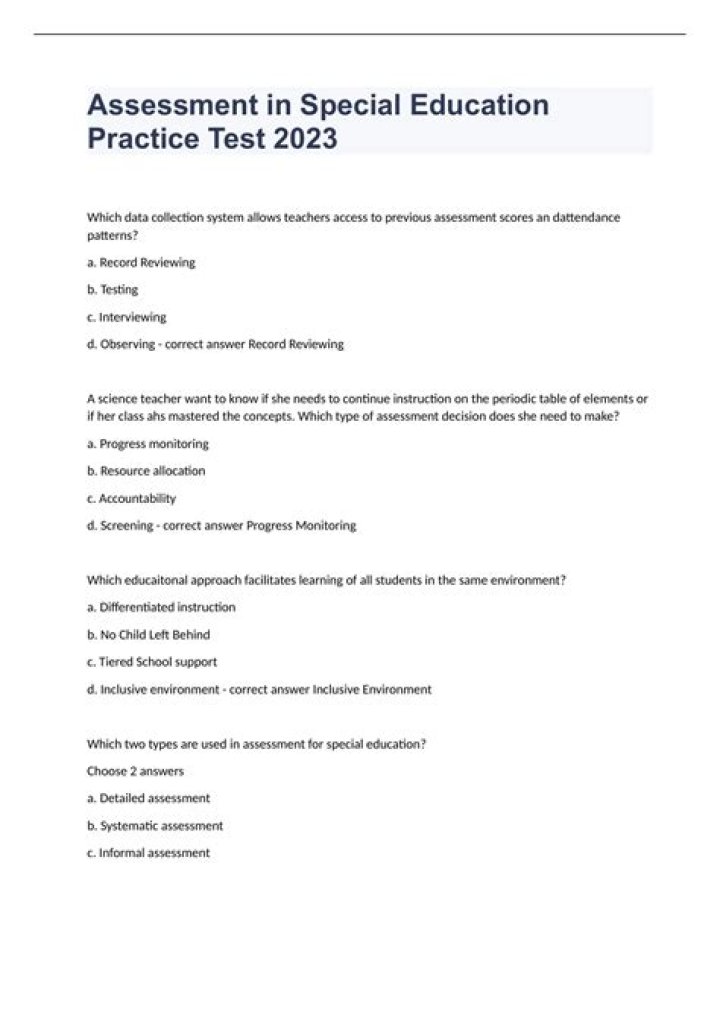 Special Education Practice Test PDF – Download Now