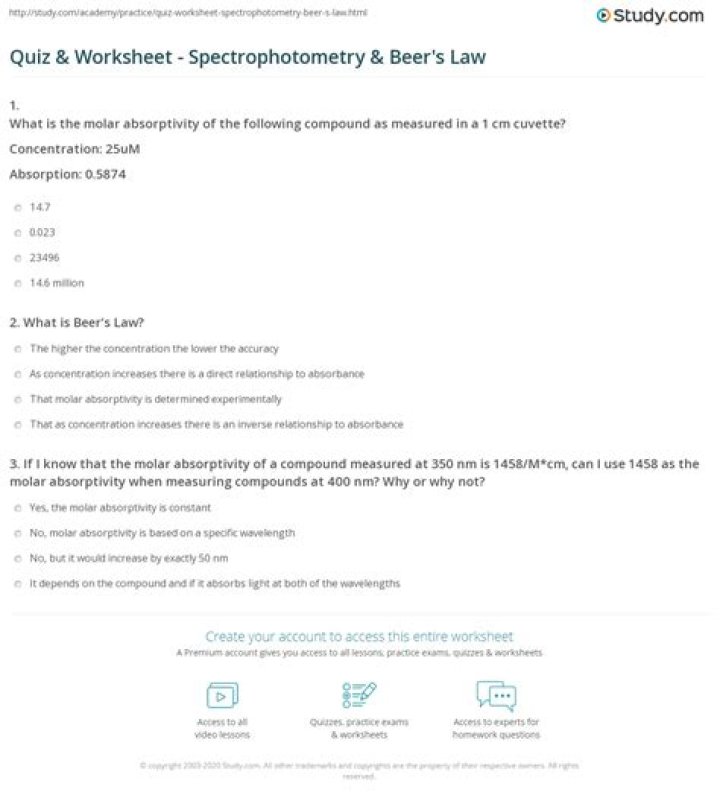 Spectrophotometry Questions and Answers PDF: Master Lab Techniques