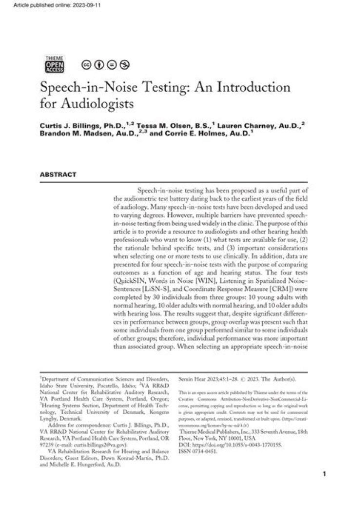 Speech in Noise Test PDF: How to Assess Hearing in Background Noise
