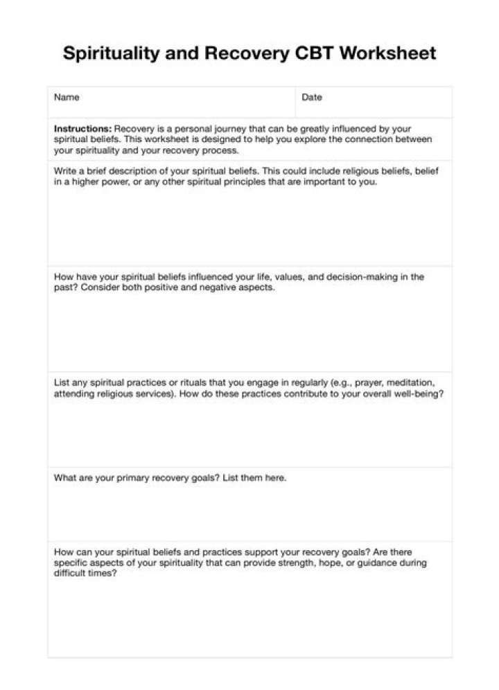 Spirituality in Recovery Worksheets PDF: Healing Through Inner Connection