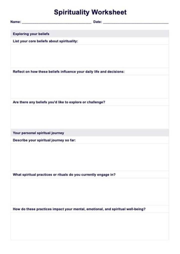 Free Spirituality Worksheets PDF for Deep Self-Exploration