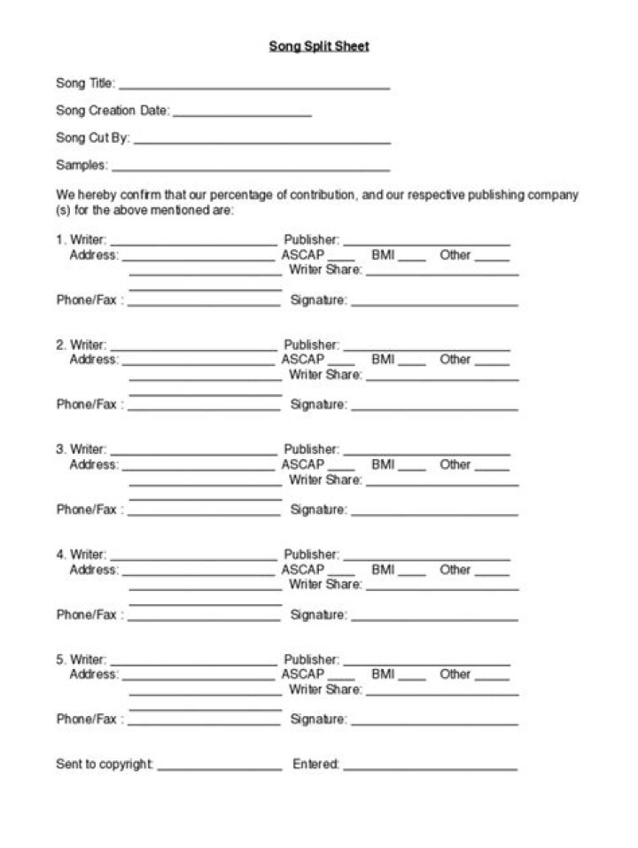 Split Sheet Español PDF Gratis para Trabajos y Eventos