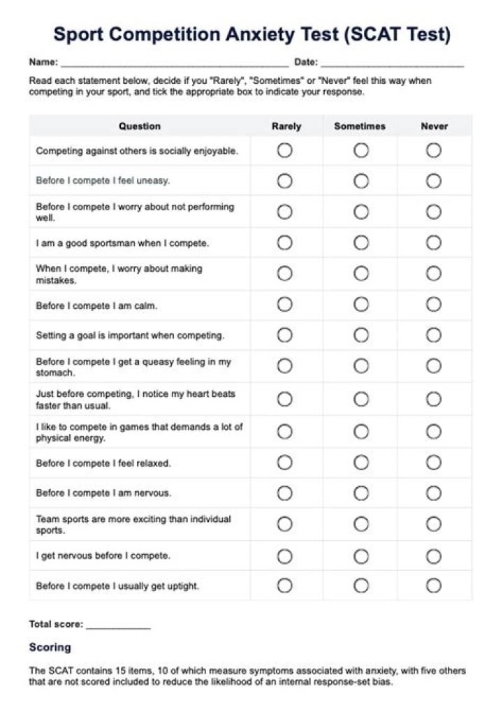 Sport Competition Anxiety Test – Free Scat PDF Download