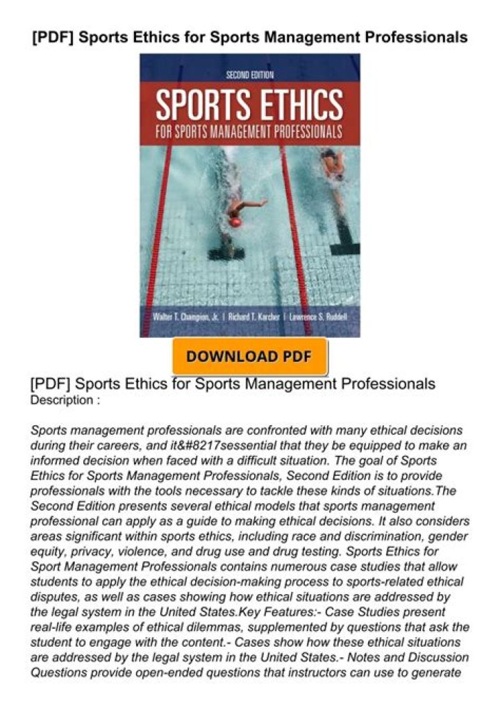 Sports Ethics for Sports Management Professionals: A Must-Have PDF Guide