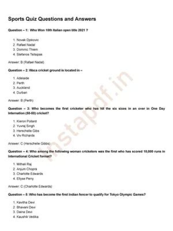 Sports Quiz Questions & Answers PDF: Test Your Knowledge