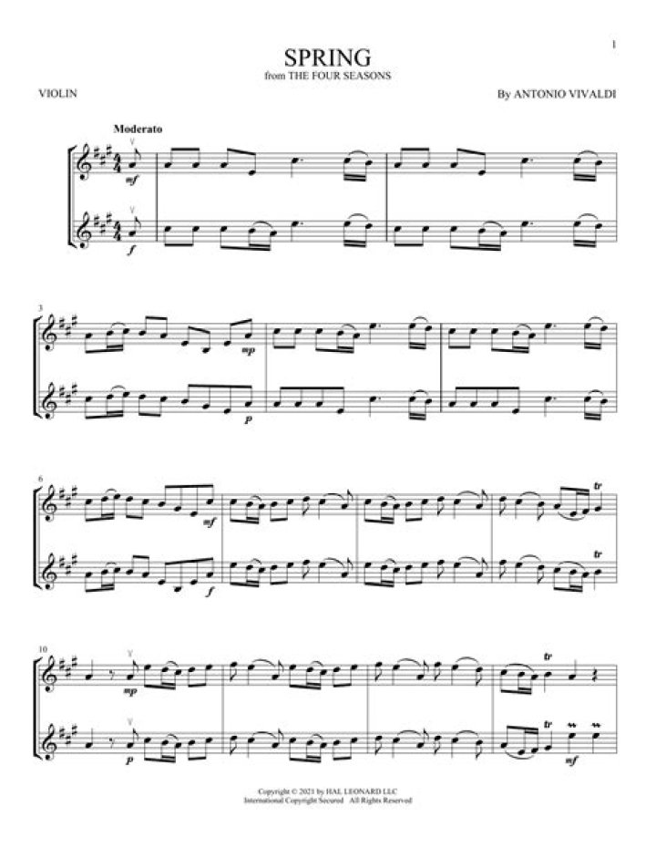 Spring Vivaldi Violin Sheet Music PDF – Download Free Instant Access