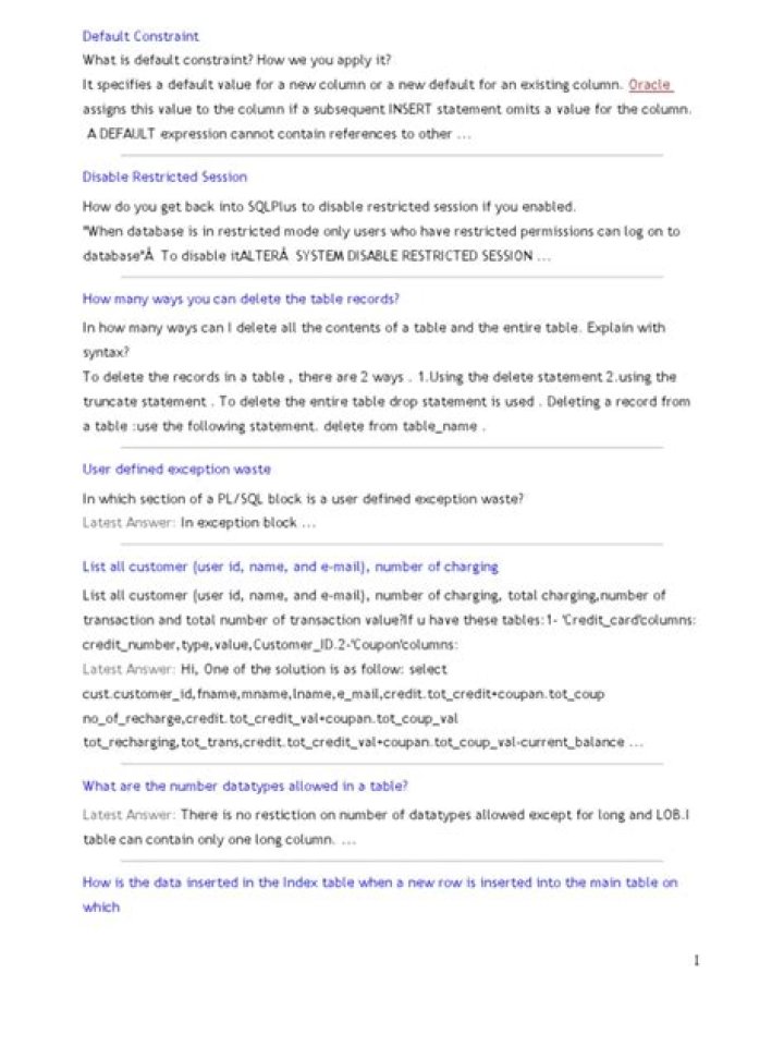 SQL PL/SQL Interview Questions PDF for Career Success