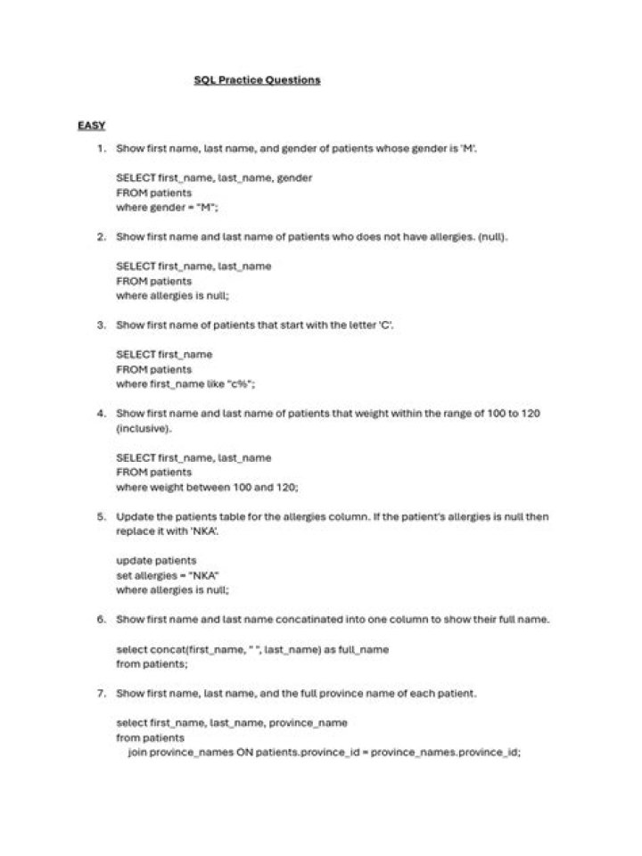 SQL Practice Questions and Answers PDF for Mastery
