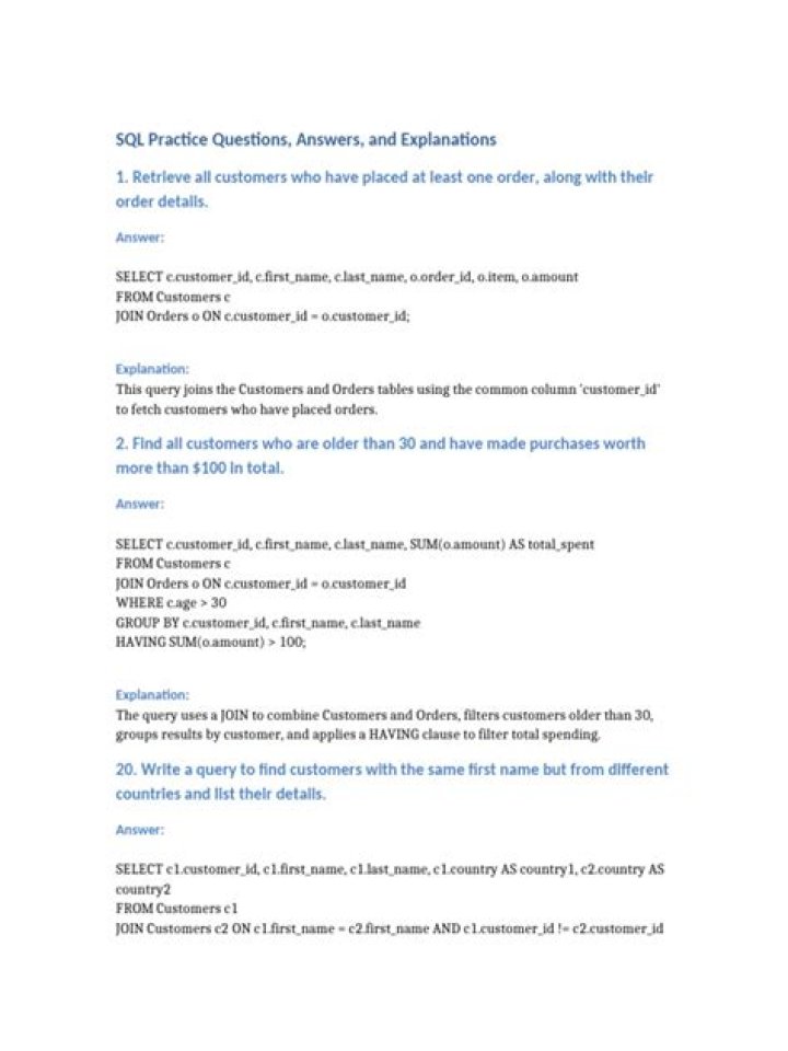 SQL Practice Questions PDF: Master Database Skills