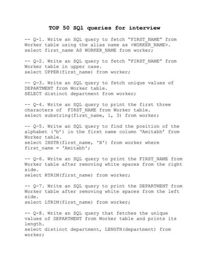 SQL Queries for ETL Testing Interview Questions PDF