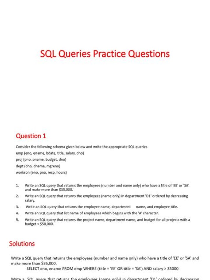 Master SQL Query Practice Questions PDF for Beginners
