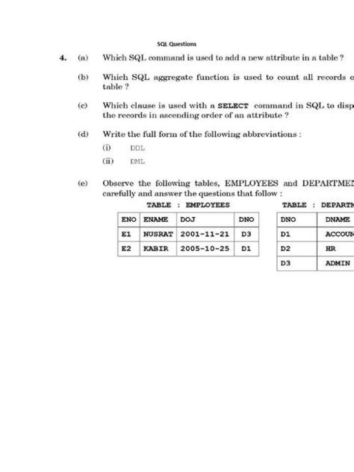 Download Free SQL Questions PDF for Practice