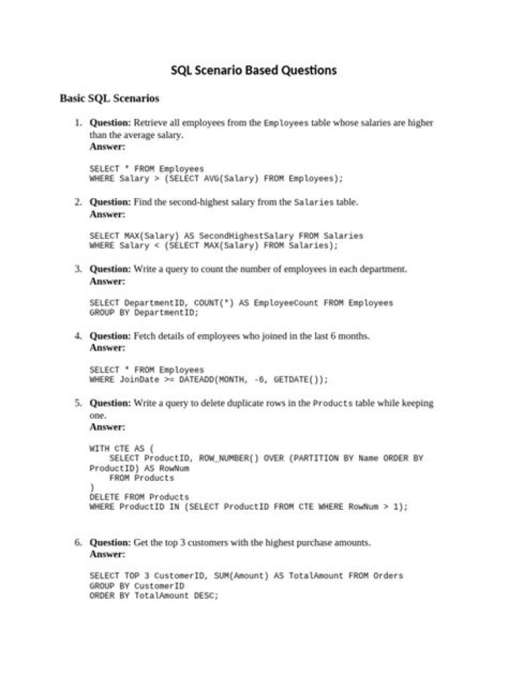 SQL Scenario-Based Interview Questions PDF for Tech Jobs